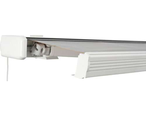 SOLUNA Kassettenmarkise Exquisit 3x2 Stoff Dessin 320923 Gestell RAL 9010 reinweiß Anrtrieb links ink. Motor und Wandschalter SOLUNA Kassettenmarkise Exquisit 3x2 Stoff Dessin 320923 Gestell RAL 9010 reinweiß Anrtrieb links ink. Motor und Wandschalter