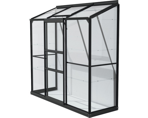 Gewächshaus mit Schiebetür und transparenten Wänden