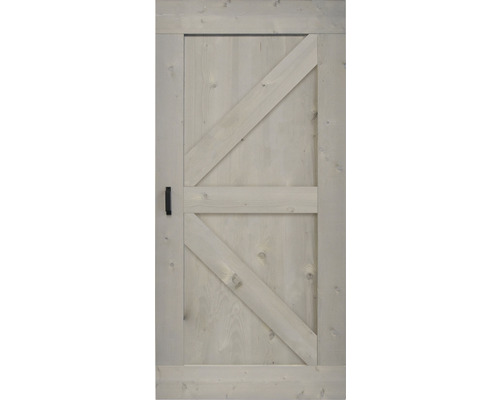 Holztür mit Z-förmigem Design und schwarzem Griff