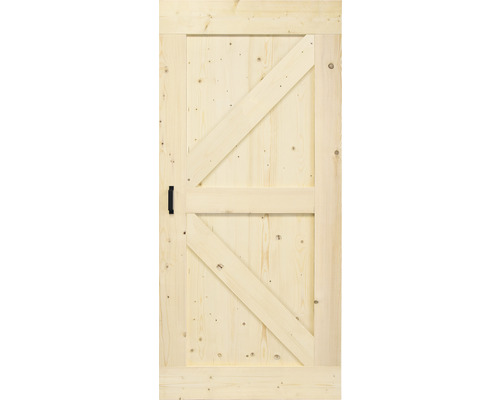 Holztür mit Z-förmigem Design und schwarzem Griff