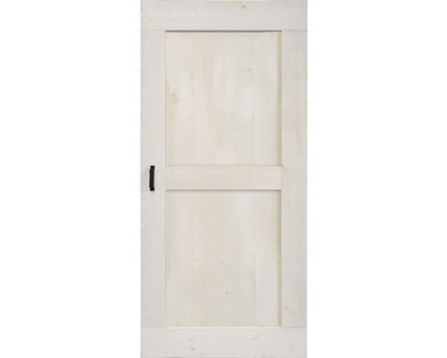 Weiße Innentür aus Holz mit schwarzem Türgriff