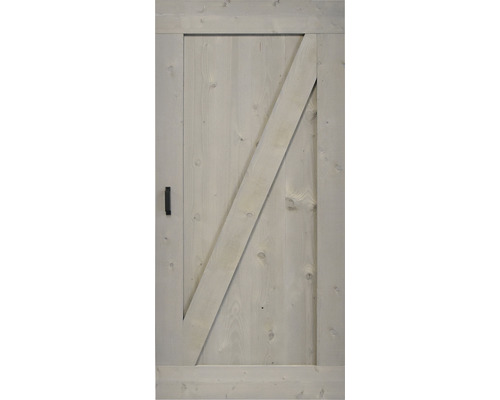 Holztür mit diagonaler Verstrebung und Griff