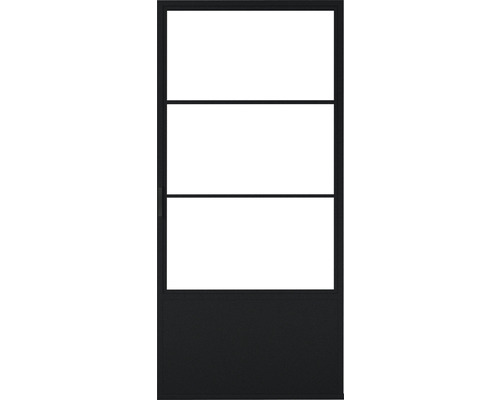 Schwarze Innentür mit Glaseinsätzen