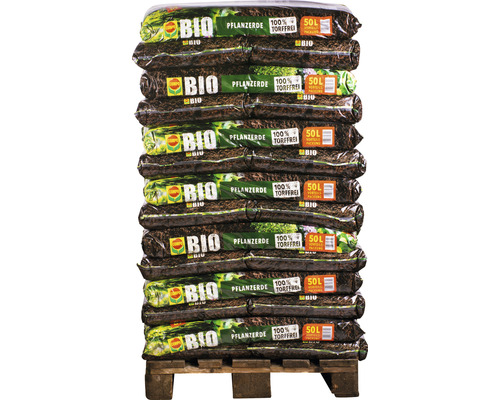 Palette mit Säcken torffreier Bio Pflanzerde, 50 Liter