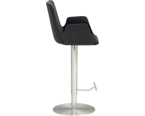 Barhocker mit Armlehnen, Stoffbezug und Metallfuß