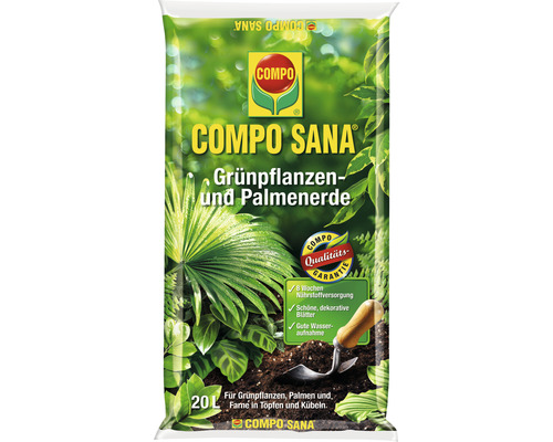 Compo Sana® Grünpflanzen- und Palmenerde 20 L für alle Zimmerpflanzen, Balkonpflanzen, Palmen und Farne
