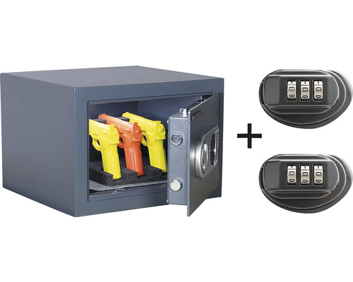 Waffenschrank mit drei Waffen und zwei Zahlenschlössern