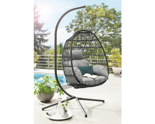 Hängesessel Destiny Coco Relax Polyrattan anthrazit inkl. Alu Gestell und Polster