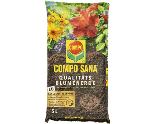 Blumenerde COMPO SANA® Qualitäts-Blumenerde 5 L für alle Zimmer, Balkon- und Gartenpflanzen