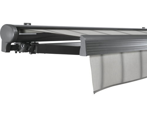 SOLUNA Halbkassettenmarkise Comfort 4,5x3,5 Dessin D420 Gestell DB703 dunkelgrau Antrieb links inkl.Motor, Sonnen und Windwächter,Wandschalter SOLUNA Halbkassettenmarkise Comfort 4,5x3,5 Dessin D420 Gestell DB703 dunkelgrau Antrieb links inkl.Motor, Sonnen und Windwächter,Wandschalter