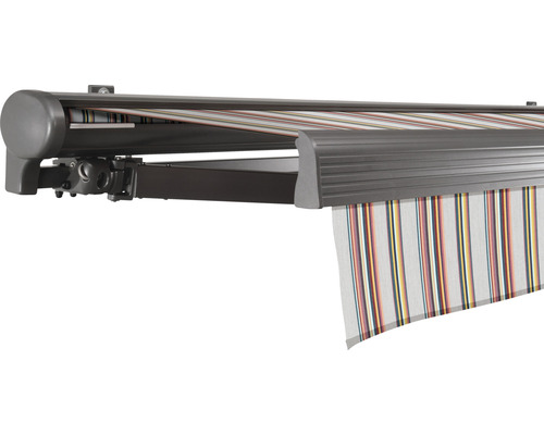SOLUNA Halbkassettenmarkise Comfort 2,5x2 Dessin D421 Gestell DB703 dunkelgrau Antrieb links inkl.Motor, Sonnen und Windwächter,Wandschalter SOLUNA Halbkassettenmarkise Comfort 2,5x2 Dessin D421 Gestell DB703 dunkelgrau Antrieb links inkl.Motor, Sonnen und Windwächter,Wandschalter