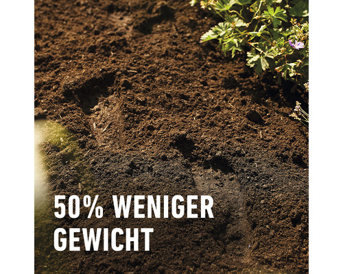 Gartenerde mit dem Hinweis 50 Prozent weniger Gewicht