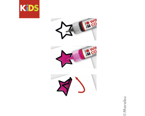 Illustration der Anwendung von Fensterfarbe zum Erstellen eines Fensterbildes in Sternform