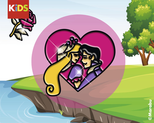 Marabu Kids Window Color Märchenmotiv mit Prinz und Prinzessin in Herzform