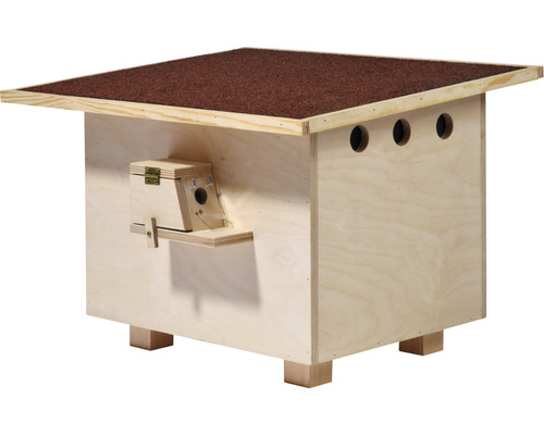 Insektenhotel dobar Hummelnistkasten inklusive Füllmaterial 510 x 430 x 360 mm Kiefernschichtholz mit Bitumendach Igelhaus aus Holz mit Dachpappe und kleinem Futterhaus