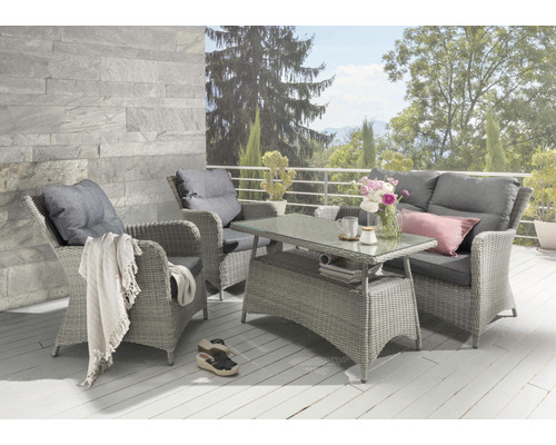 Gartenmöbelset Paguera Aluminium 4-Sitzer 4-teilig grau inkl. Sitzkissen-0