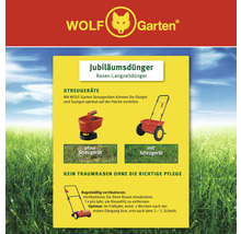 Wolf Garten Jubiläumsdünger Rasen-Langzeitdünger und Streugeräte zur Rasenpflege