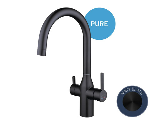 Schwarzer Küchenarmatur mit zwei Hebeln