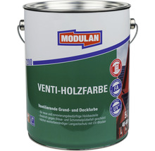 Modulan Venti-Holzfarbe im Metalleimer, 5 Liter, Grund- und Deckfarbe für neue und renovierungsbedürftige Holzteile, schützt vor Bläue und Schimmelpilzbefall, mit UV-Blocker