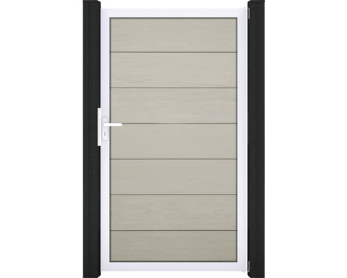 Einzeltor GroJa Flex Grande DIN universal vormontiert ohne Pfosten Rahmen Aluminium 100 x 180 cm sand