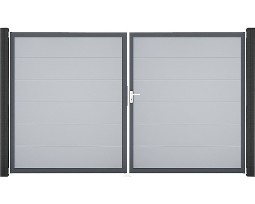 Doppeltor GroJa BasicLine rechts vormontiert ohne Pfosten Rahmen anthrazit 300 x 180 cm silbergrau