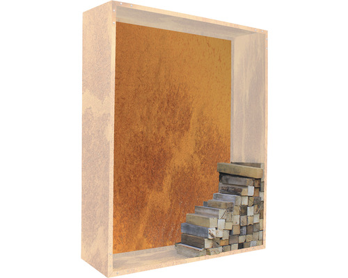 Dekorplatte mit Holzstapel in einem Rahmen