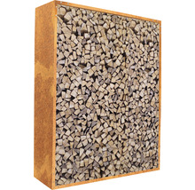 Brennholzregal aus Stahl mit Holzfüllung