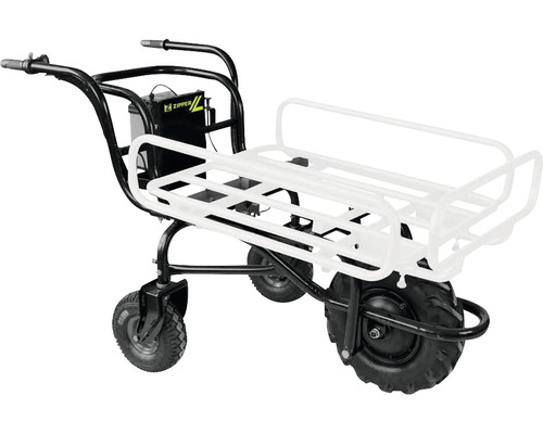 Motorisierte Schubkarre mit drei Rädern und Zipper Logo