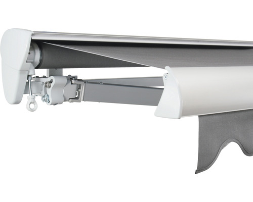 SOLUNA Halbkassettenmarkise Classic 4x3,5 Stoff Dessin 320925 Gestell E6EV1 silber eloxiert Antrieb links inkl. Kurbel SOLUNA Halbkassettenmarkise Classic 4x3,5 Stoff Dessin 320925 Gestell E6EV1 silber eloxiert Antrieb links inkl. Kurbel
