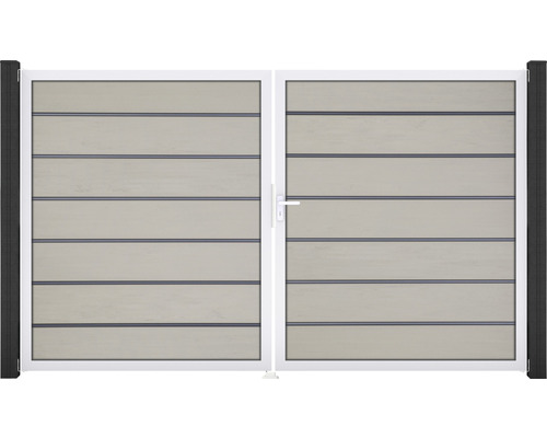 Doppeltor GroJa Flex Grande Premium rechts vormontiert ohne Pfosten Rahmen Aluminium 300 x 180 cm sand