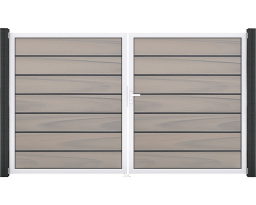 Doppeltor GroJa Flex Grande Premium inkl. Zierleisten rechts vormontiert ohne Pfosten Rahmen Aluminium 300 x 180 cm bi-color co-extrudiert