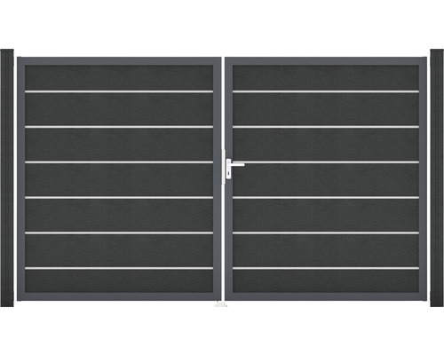 Doppeltor GroJa Flex Grande Premium inkl. Zierleisten rechts vormontiert ohne Pfosten Rahmen anthrazit 300 x 180 cm anthrazit