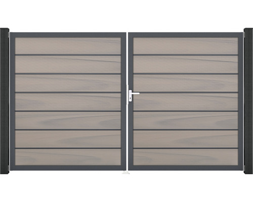 Doppeltor GroJa Flex Grande Premium rechts vormontiert ohne Pfosten Rahmen anthrazit 300 x 180 cm bi-color co-extrudiert