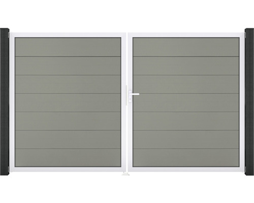 Doppeltor GroJa Flex Grande rechts vormontiert ohne Pfosten Rahmen Aluminium 300 x 180 cm grau