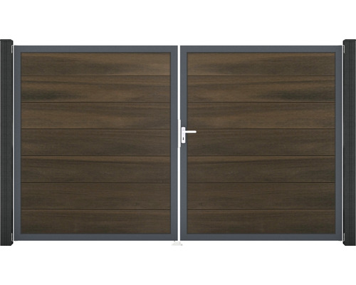 Doppeltor GroJa Flex Grande rechts Rahmen anthrazit 300 x 180 cm Walnuss