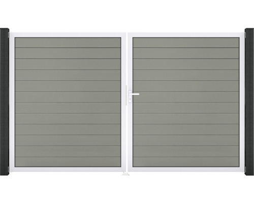 Doppeltor GroJa Flex rechts vormontiert ohne Pfosten Rahmen Aluminium 300 x 180 cm grau