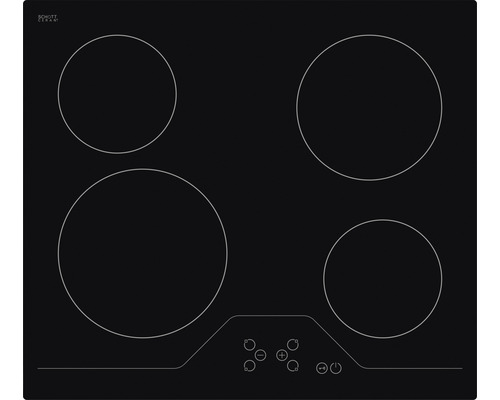 Schwarzer Glaskeramik Kochfeld mit vier Kochzonen