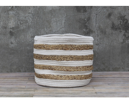 Korb aus Wasserhyazinthe und Baumwolle Lafiora 40 x 35 cm weiß, braun