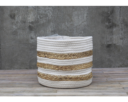 Korb aus Wasserhyazinthe und Baumwolle Lafiora 35 x 30 cm weiß, braun