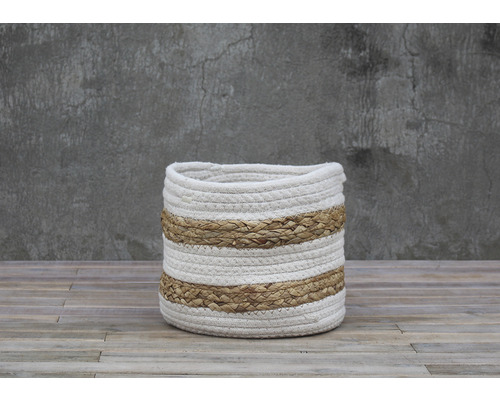 Korb aus Wasserhyazinthe und Baumwolle Lafiora 20 x 18 cm weiß, braun