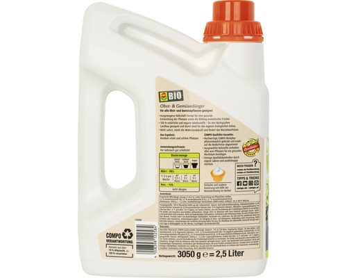 COMPO Bio Obst- und Gemüsedünger in einer 2,5 Liter Flasche