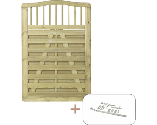 Holztor mit Torbeschlägen