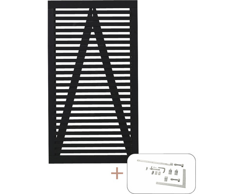 Gartentor mit horizontalen Lamellen und Beschlagset