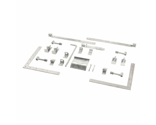 Torriegel-Set aus Metall mit verschiedenen Beschlägen und Zubehör