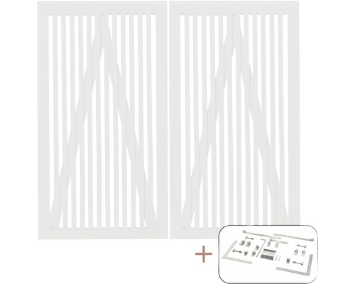 Weißes Gartentür-Set mit Beschlägen