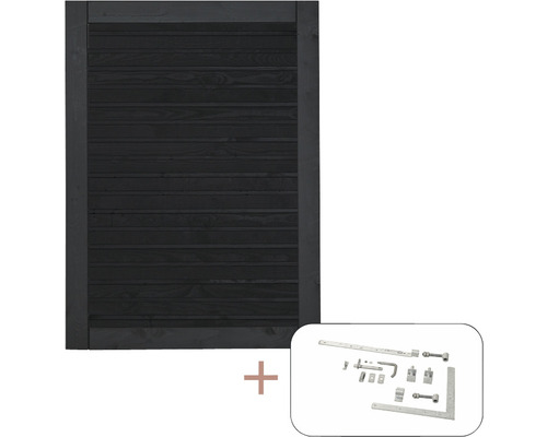 Einzeltor PLUS Plank inkl. Beschläge 100 x 125 cm RAL 9005 schwarz Holztor mit Beschlägen