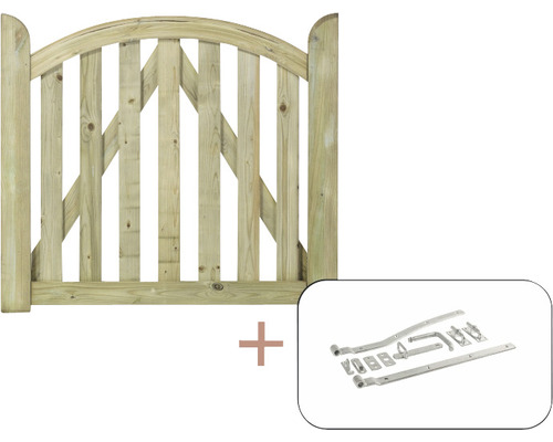 Holztor mit Torbeschlägen