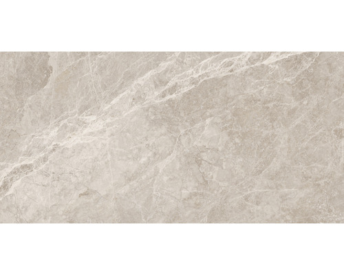 Nahaufnahme einer beigen Marmorfliese mit Maserung