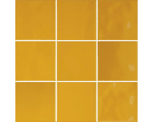Keramikmosaik Retrochic Amber Yellow 30 x 30 x 0,6 cm Neun Keramikfliesen quadratisch angeordnet