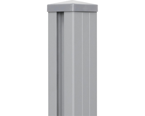 Torpfosten GroJa inkl. Kappe zum Einbetonieren 9 x 9 x 240 cm silber Zaunpfosten aus Metall mit Kappe